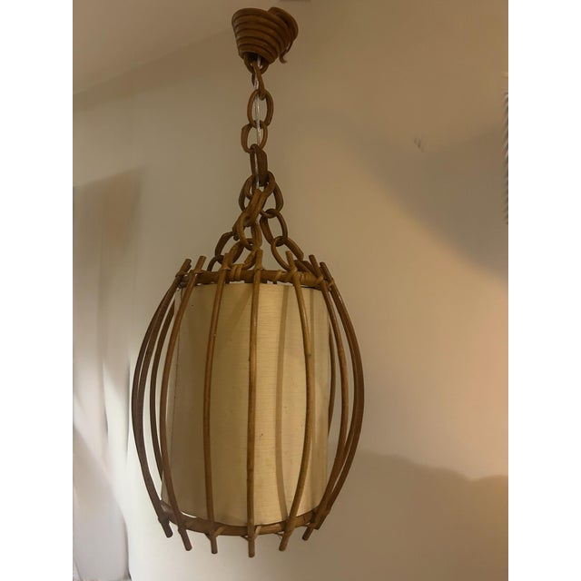 1960s Wicker Pendant Light from Louis Sognot, 1960s For Sale - Image 5 of 10
