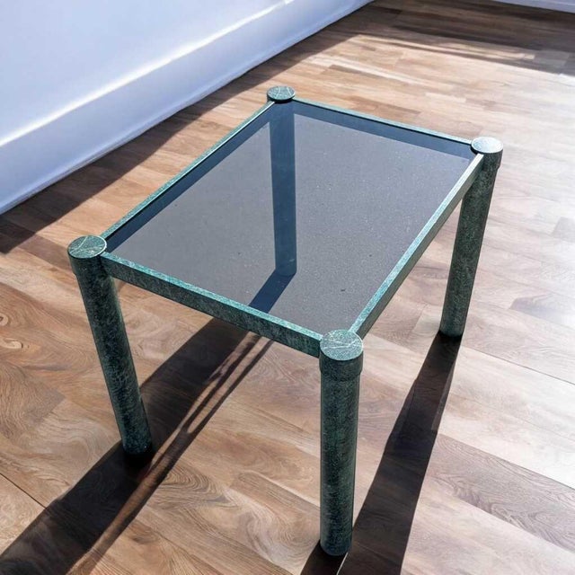 1980s Postmodern Sculptural Metal and Smoked Glass Side Table, 1980s For Sale - Image 5 of 17