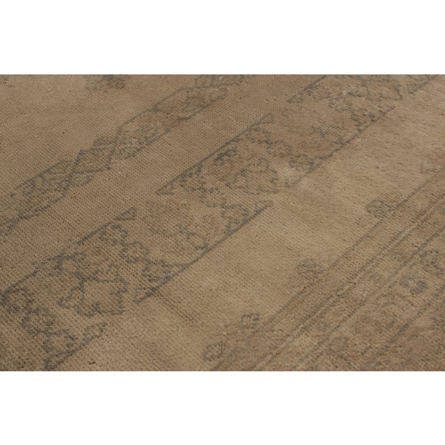 Rug & Kilim Hand-Knotted Antique Oushak Rug in Beige Brown Floral Pattern For Sale - Image 4 of 7