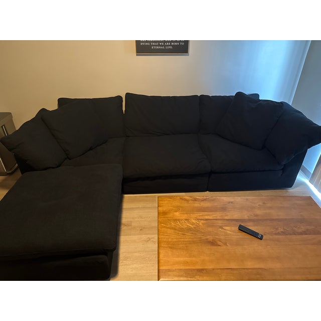 Modern Restortion Hardware the Cloud Black Fabric Chaise Lounge For Sale - Image 3 of 4