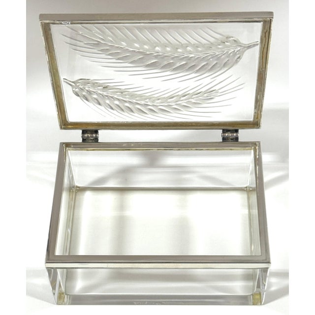 Silver Lalique "Épis" Crystal and Silver-Plated Table Box, France, Circa 1980s For Sale - Image 8 of 14