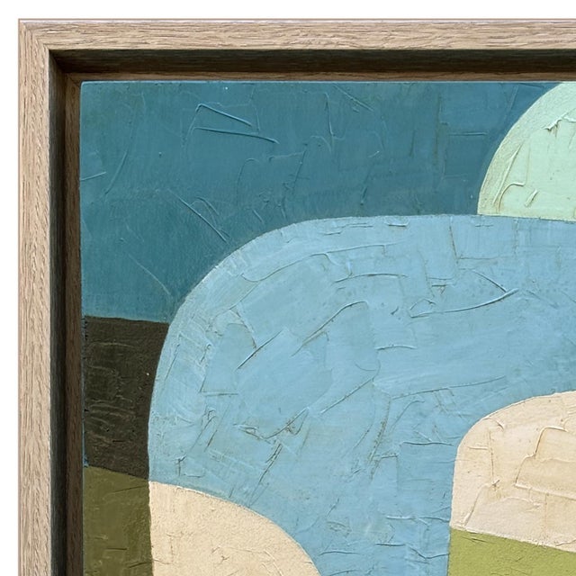 Various Artists Contemporary Mid-Century Modern Inspired Abstract Oil Painting in Float Frame For Sale - Image 4 of 6