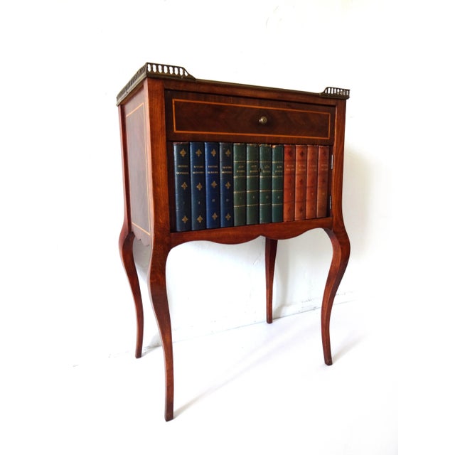 20th Century French Marquetry and Leather Faux-Book Front Tables - a Pair For Sale - Image 9 of 13