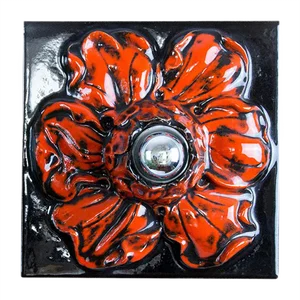 Vintage German Ceramic Flower Shaped Wall or Ceiling Lamp, 1960s