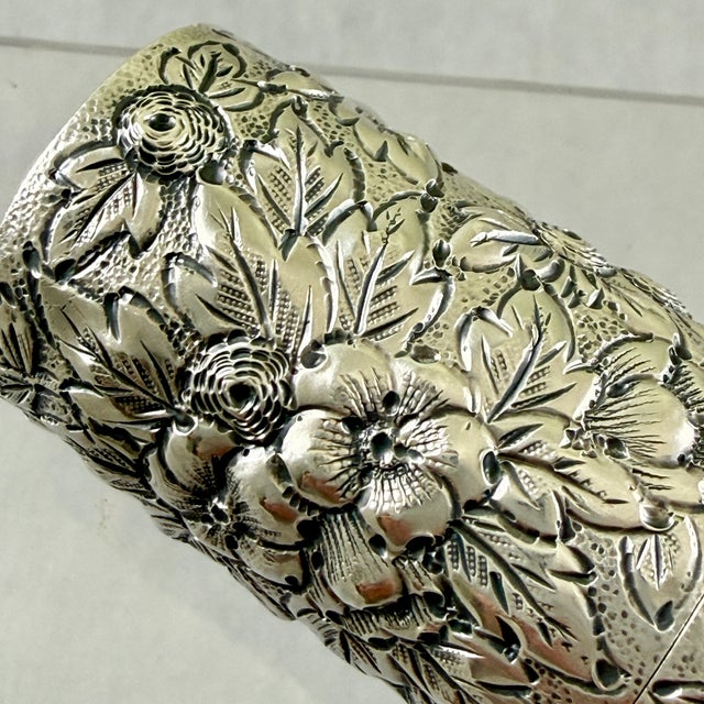 Silver Dominick and Haff Estate Sterling Silver Vanity Hairpin Box For Sale - Image 8 of 12