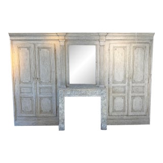 19th Century French Louis XVI Style Painted Boiserie Facade and Mantel For Sale