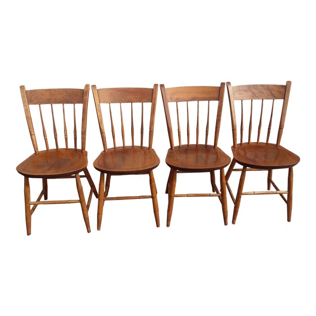1950's Vintage Nichols and Stone Thumb Back Maple Windsor Chair Set of