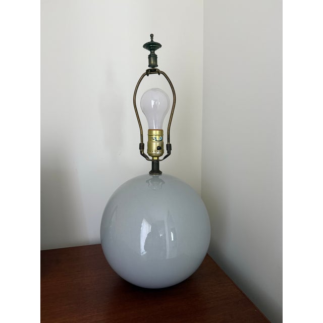 Baby Blue Vintage Spherical Ceramic Robins Egg Blue Table Lamp For Sale - Image 8 of 9