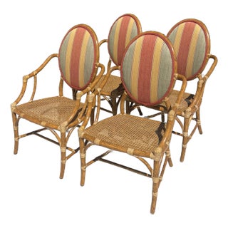 McGuire Vintage Rattan Oval Back Chairs, a Set of 4 For Sale