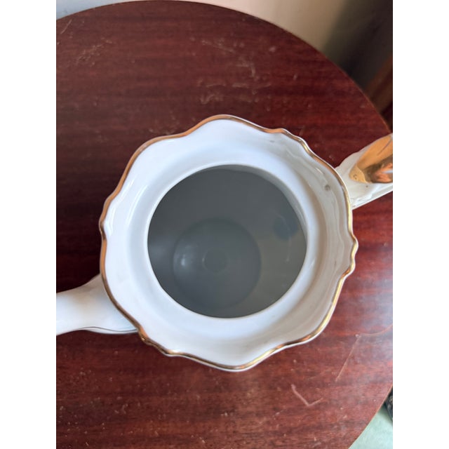 Mid-20th Century Bavaria Bernadotte Style Fluted Porcelain Coffee Pot Floral Gold Trim For Sale - Image 12 of 14