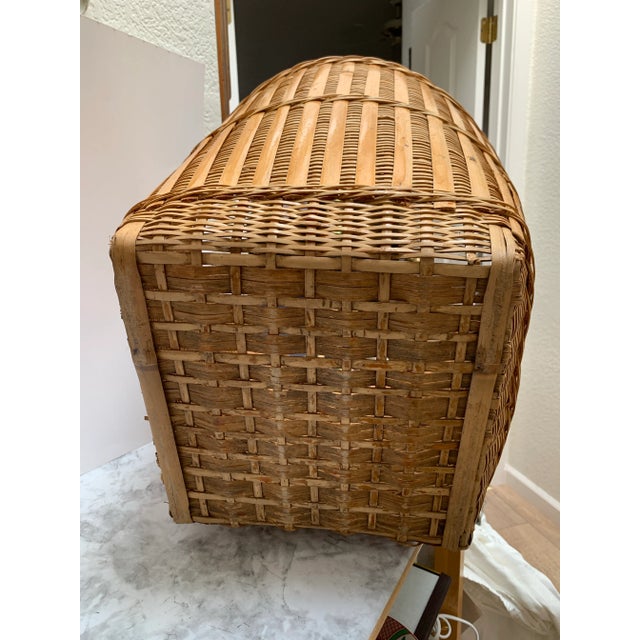 Very large vintage bamboo wood decor and storage basket. Perfect as a hamper, rolled towels, indoor tree planter, and...