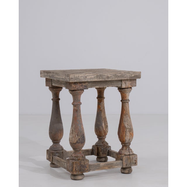 20th Century French Pedestal Side Table With Turned Legs France Mid 20th Century For Sale - Image 12 of 13