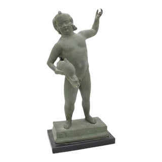 Cherub Putto With Dolphin Amr Pompeii Fountain Replica Composite Statue For Sale