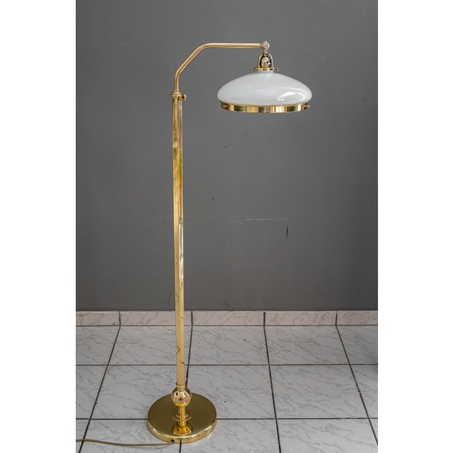 Height-Adjustable Swivel Floor Lamp with Opal Glass Shade, Vienna, Austria, 1920s For Sale - Image 15 of 18