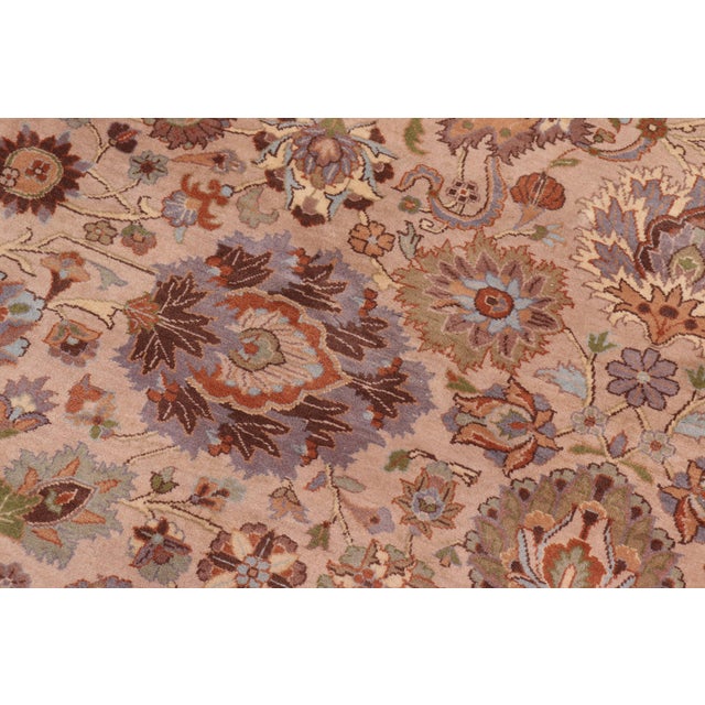 Boho Chic 1990's Pak-Persian Tan/Green Wool Rug - 9'3'' X 12'5'' For Sale - Image 4 of 9