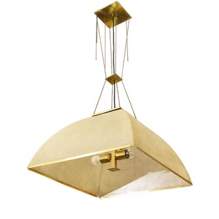 Large Lamperti Pendant Light in Fiberglass and Brass, 1970s For Sale