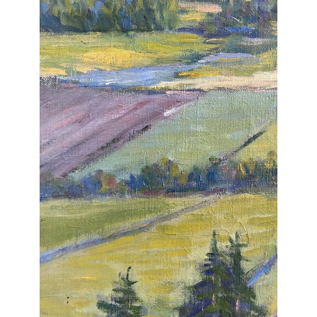 Textile Vintage Original Landscape Oil Painting, Countryside Art For Sale - Image 7 of 18
