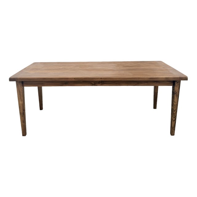 Farmhouse Table with Oak Top and Tapered Pine Legs, France, 1950s For Sale