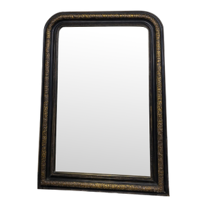 19th Century French Louis Phillipe Style Black and Gold Mirror