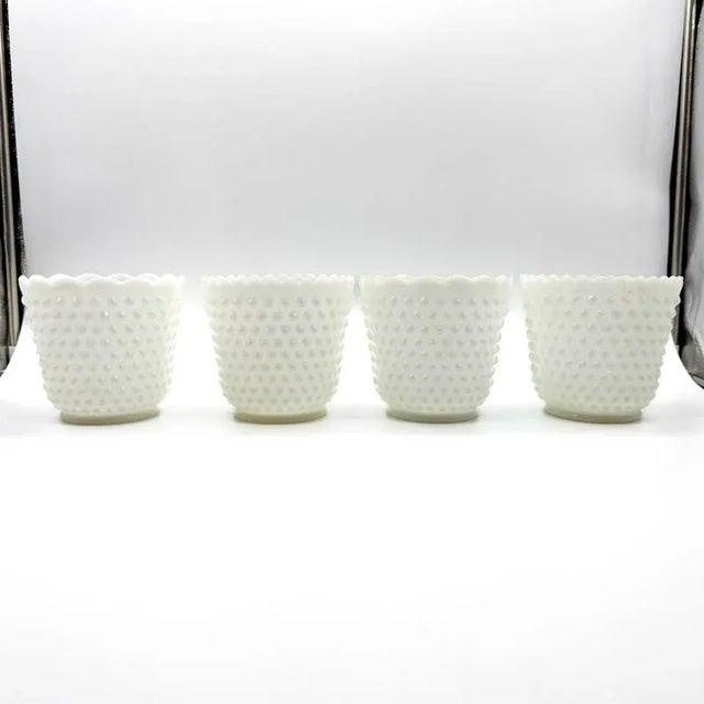 Mid 20th Century Fire King Hobnail Milk Glass Planters- Set of 4 For Sale In San Diego - Image 6 of 10