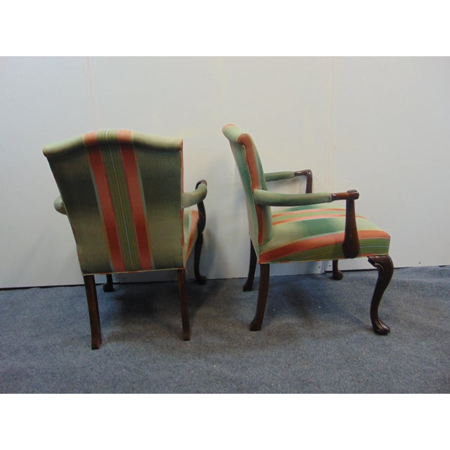 Green Hickory Chair Co Queen Anne Cherry Lounge Chairs - a Pair For Sale - Image 8 of 9