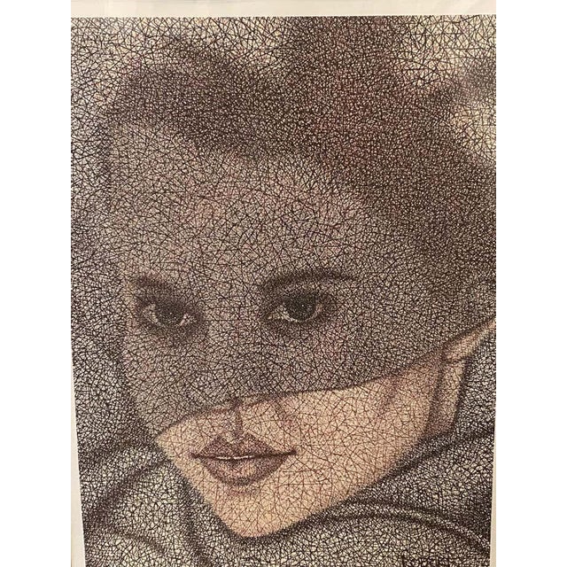 Expressionism "Under the Veil" Midcentury Portrait Lithograph by Robert For Sale - Image 3 of 5