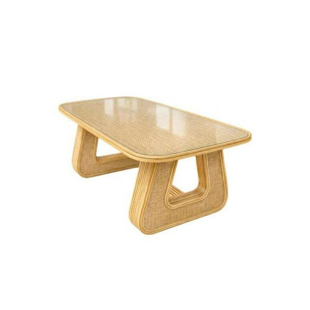 Portofino Dining Table in Tinted Rattan and Glass by Popus Editions For Sale - Image 4 of 6