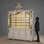 Two-part sideboard in lacquered fir with carved and silvered details, typical of mid-19th century Italy. The open top...