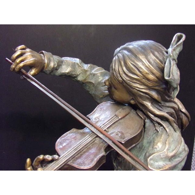 Don Hunt "Minuet" Violin Girl Bronze Sculpture Hand Signed For Sale - Image 9 of 17