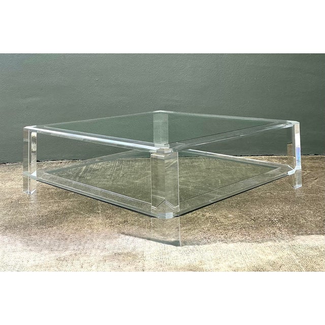 Interlude Home Vintage Interlude Home Lucite Coffee Table With Inset Glass For Sale - Image 4 of 12