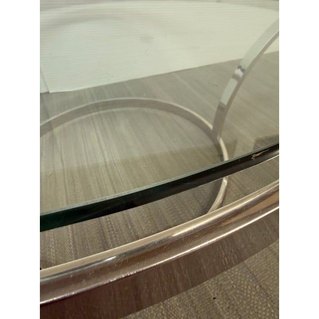 Chrome + Glass Coffee Table, 37 Inches For Sale - Image 10 of 12