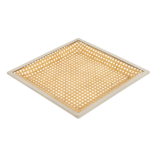 Mid-Century Modern Serving Tray in Rattan and Chrome from Christian Dior, 1970s For Sale