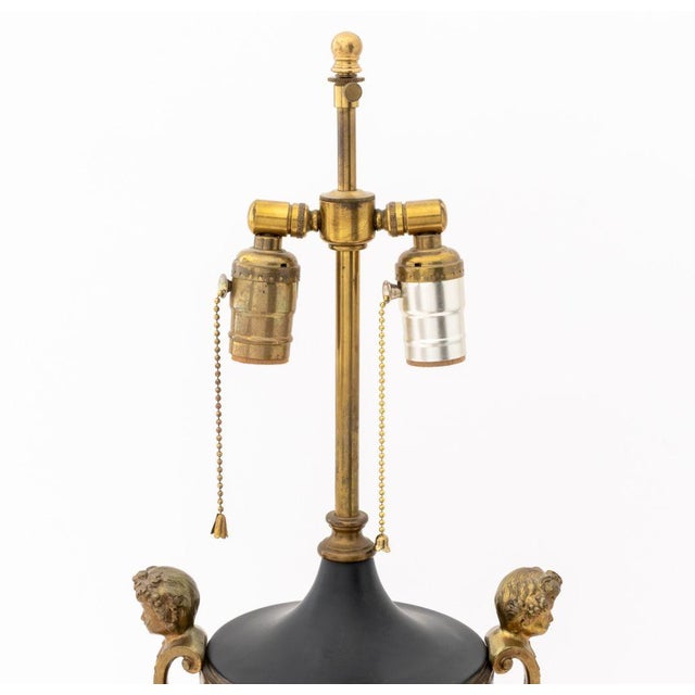 French French Empire Style Painted Gilt Metal Table Lamp For Sale - Image 3 of 9