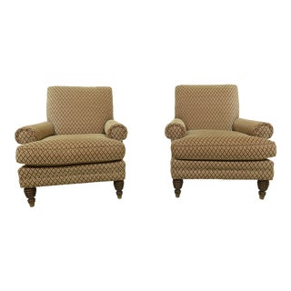 Pair Sherrill Clean Upholstered Club Chairs For Sale