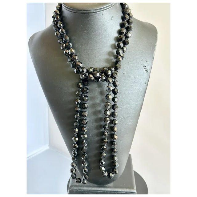 1920s 1920s 72" French Jet Bead Flapper Necklace For Sale - Image 5 of 9