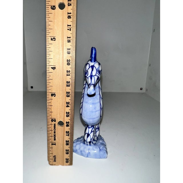 Vintage MCM Andrea by Sadek Blue & White Seahorse Fishnet Porcelain Vintage Figurine For Sale - Image 4 of 5