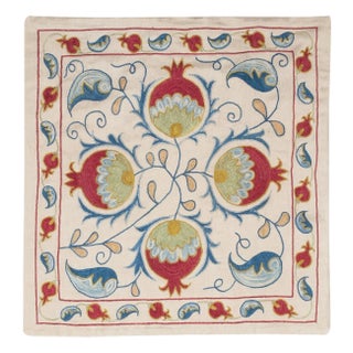 20"x21" 100% Silk Embroidered Cushion Cover. Pomegranate Design Lace Pillow For Sale