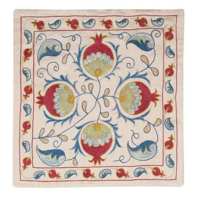 20"x21" 100% Silk Embroidered Cushion Cover. Pomegranate Design Lace Pillow For Sale