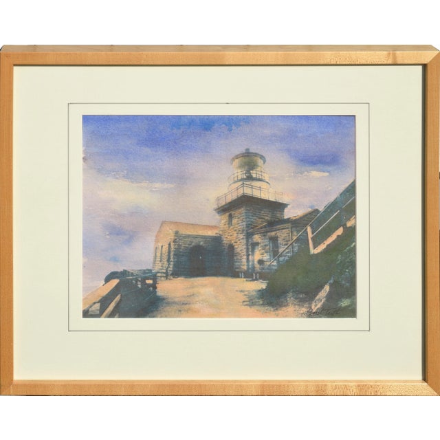 Cheryl Trotter "Point Sur Light House in Big Sur California" Impressionist Watercolor 1989 For Sale In Monterey, CA - Image 6 of 6