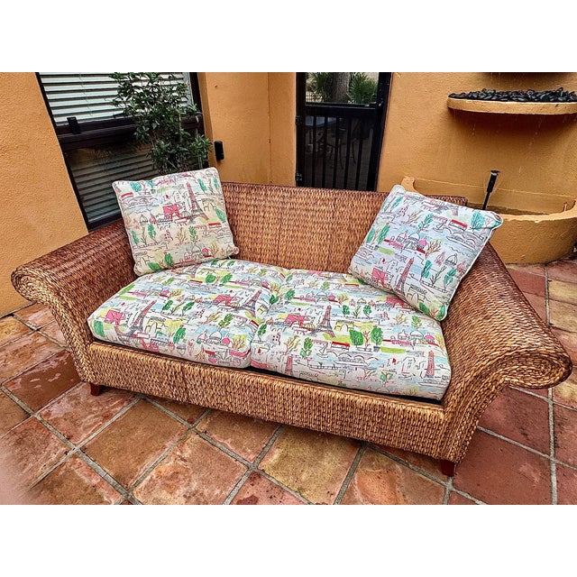 Vintage Palecek Rattan Loveseat/Sofa For Sale - Image 9 of 9