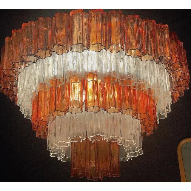 Amber and Ice Color Murano Glass Chandeliers or Flush Mounts, 1970, Set of 2 For Sale - Image 6 of 18