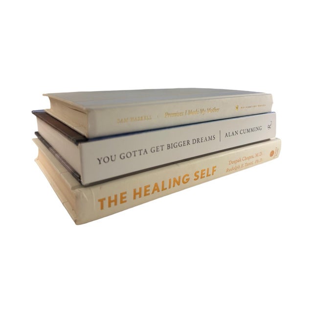 2010s Minimalist White & Ivory Decorative Book Stack Set of 3 Hardcovers For Sale - Image 5 of 6