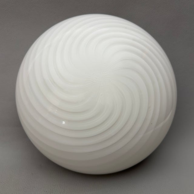 Modern Modernist Milk White Swirl Murano Glass Ceiling Lamp, 1970s For Sale - Image 3 of 11
