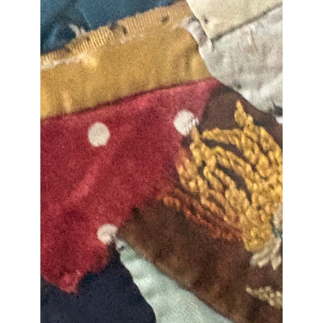 Burgundy Antique Crazy Quilt Panel For Sale - Image 8 of 10