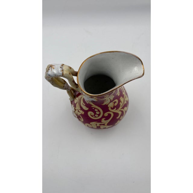 Ceramic Antique 19th Century European Porcelain Pitcher - Cranberry Red & Gilt For Sale - Image 7 of 8