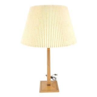 c1970s Solid Walnut Brass Inlay Obelisk Style Shape Square Base Table Lamp MINT! For Sale