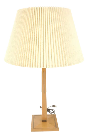 c1970s Solid Walnut Brass Inlay Obelisk Style Shape Square Base Table Lamp MINT!