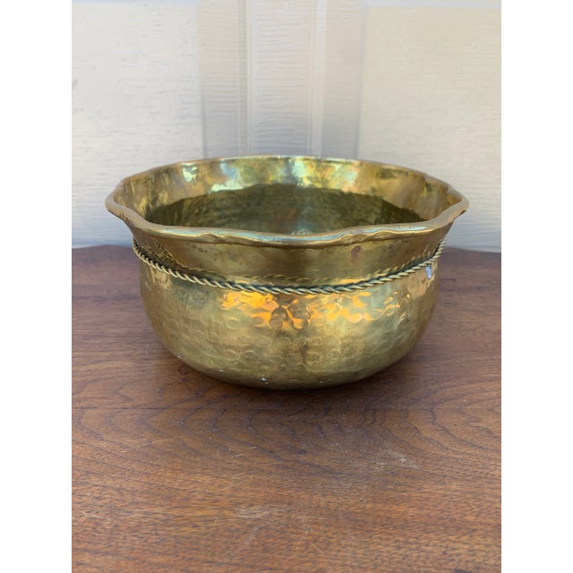 Vintage English Country Trompe L’Oeil Brass Rope Cachepot For Sale - Image 10 of 10