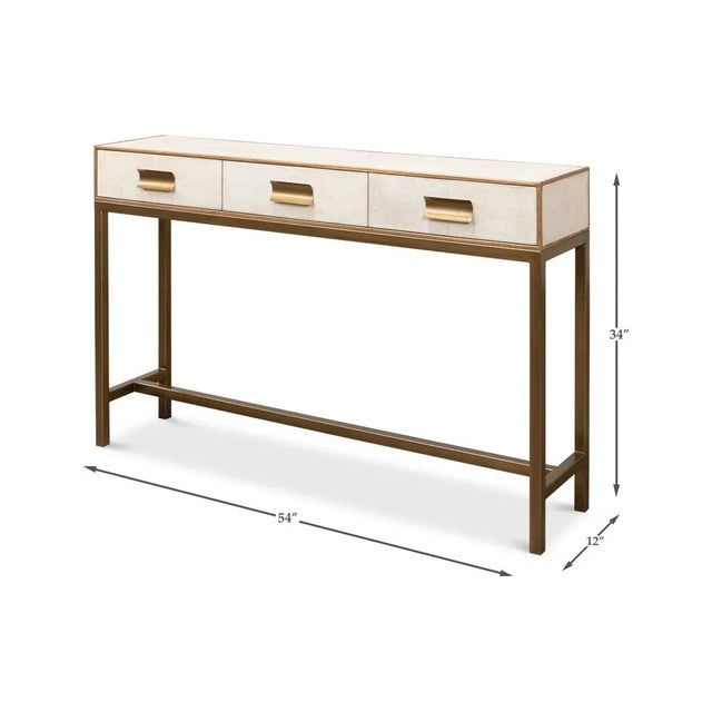 Modern Osprey White Leather Wrapped Console For Sale - Image 9 of 12