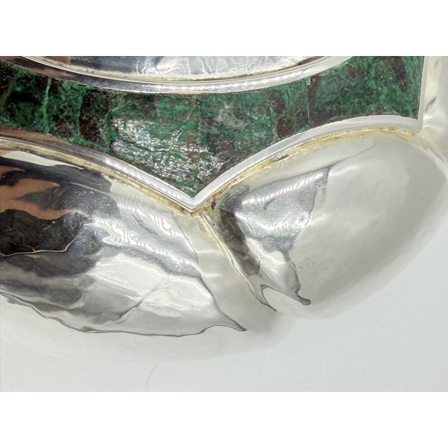 1960s Los Castillo Taxco Silver Plate & Malachite Lidded Bowl, Mexican Modernism For Sale - Image 13 of 18
